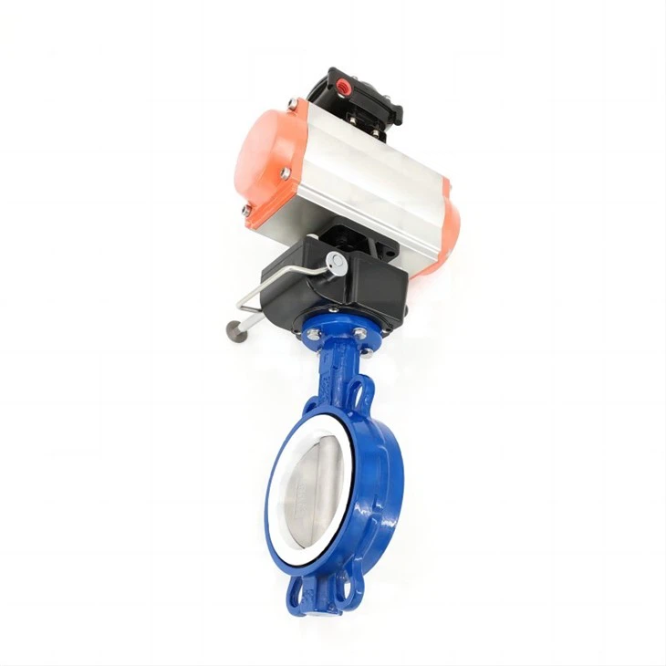 Pneumatic Wafer Butterfly Valve With Manual Mechanism