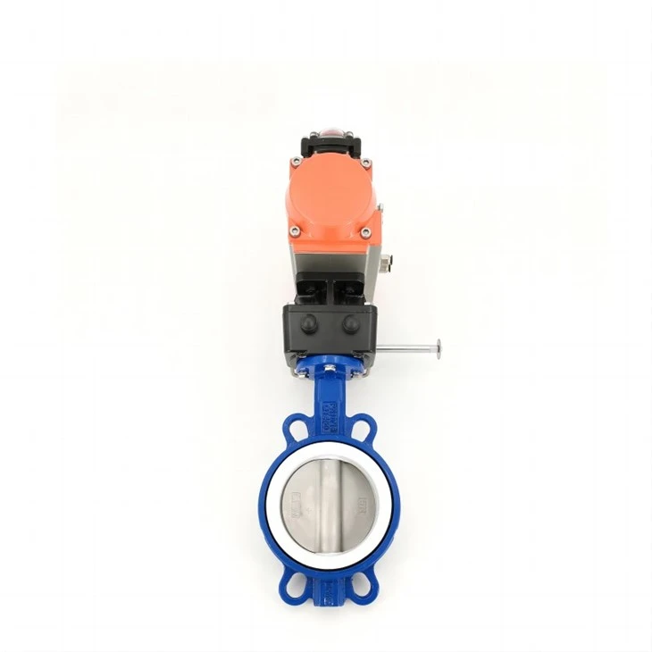 Pneumatic Wafer Butterfly Valve With Manual Mechanism